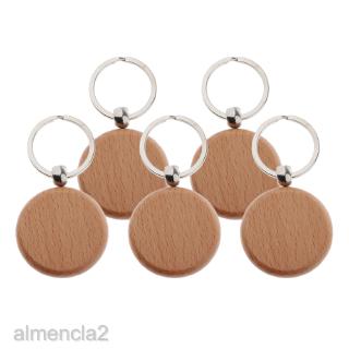 [ALMENCLA2] 5x Blank Wooden KeyChain ring Key Tags Lables for Car Key Rings Hanging Pendants