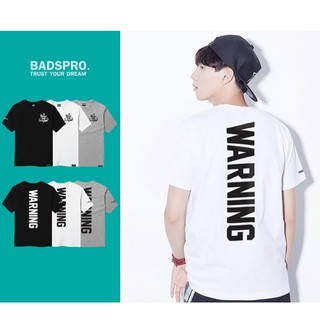 Just Say Bad ® เสื้อยืดลาย แนวสตรีท  รุ่น Warning ดำ ขาว เทา ( ลิขสิทธิ์แท้ ) แขนสั้น เสื้อยืดชาย หญิง M L XL 2XL  TS