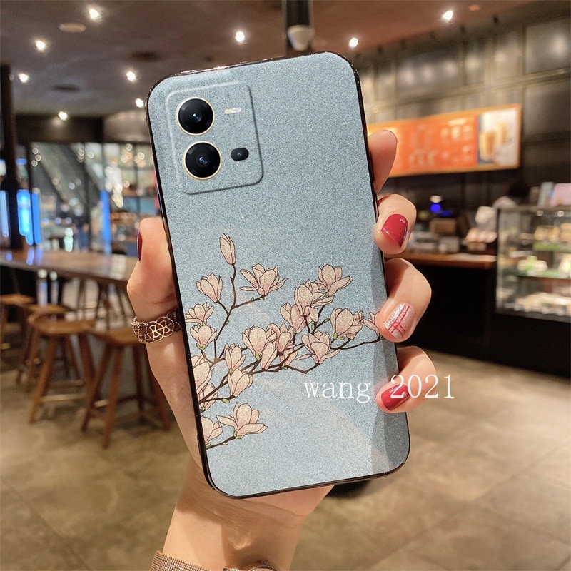 new-phone-case-vivo-y16-v25-v25e-v25-pro-5g-y35-2022-y22-y22s-เคส-casing-glitter-gardenia-pattern-with-finger-holder-all-inclusive-soft-case-back-cover-เคสโทรศัพท