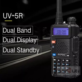 ภาพขนาดย่อของภาพหน้าปกสินค้า(1ตัว) วิทยุสื่อสาร สีดำ BAOFENG UV-5R ย่านความถี่(136-174/200-260/400-520MHz) Dual Band Radio จากร้าน landh.shop บน Shopee