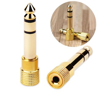 (&lt;A34&gt; 3.5 To 6.5) Jack Converter Adapter 3.5mm to 6.35mm แจ็คอะแดปเตอร์แปลง Gold