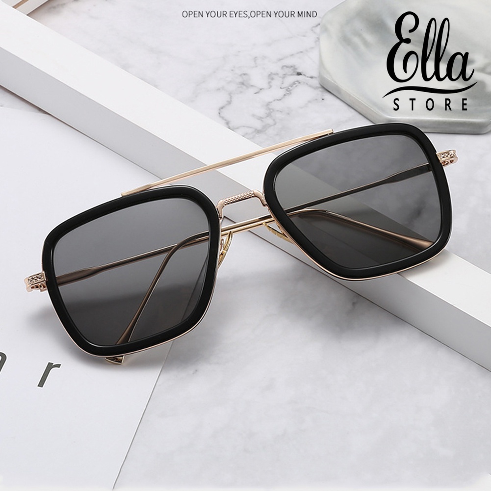 ellastore123-แว่นตากันแดด-เลนส์สี่เหลี่ยม-ป้องกันดวงตา-สําหรับ-unisex
