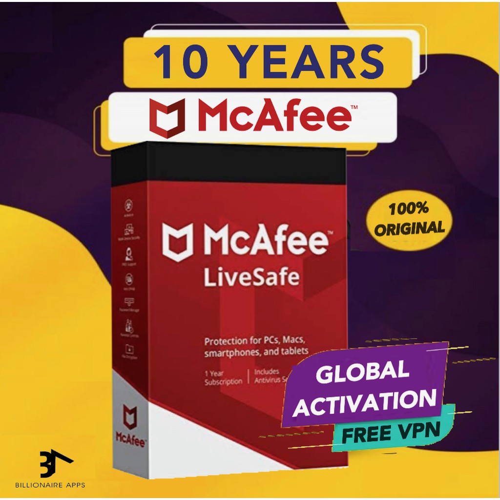 ภาพหน้าปกสินค้าMcafee Livesafe 10 ปี 1-5 PC - ORIGINAL Antivirus ซอฟต์แวร์ป้องกันความปลอดภัย