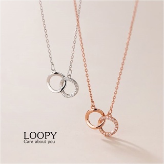 s925 Loopy necklace สร้อยคอเงินแท้ ห่วงคู่รัก ใส่สบาย เป็นมิตรกับผิว