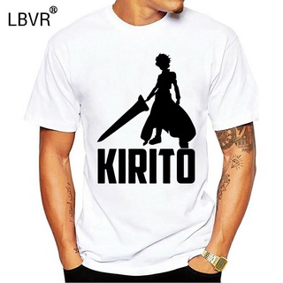 เสื้อยืด ผ้าฝ้าย พิมพ์ลายอนิเมะ Sword Art Online Kirito สีขาว สไตล์คลาสสิก สําหรับผู้ชายS-5XL