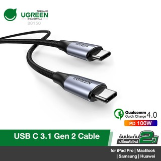 ภาพหน้าปกสินค้าUGREEN รุ่น 80150 USB c Cable, 100W Power Delivery USB C 3.1 Gen 2 10Gbps 4K Video MacBook Pro/Air ที่เกี่ยวข้อง