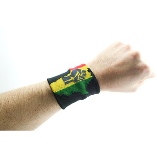 สินค้าราสต้า Wristband Africa Power สายรัดข้อมือราสต้า-เรกเก้สีดำ ลายแผนที่แอฟริกาและกำปั้น