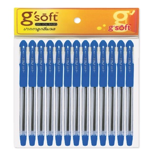 จีซอฟท์ ปากกาปลอกลูกลื่นสีน้ำเงิน 0.38 มม. รุ่น HI-GRIP x 12 ด้าม101337G-Soft Ballpoint Pen Blue 0.38 mm #HI-GRIP x 12 P