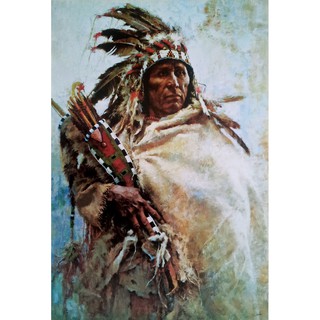 โปสเตอร์ ภาพวาด อเมริกัน อินเดียแดง Native American Indian POSTER 24”x35” Inch Painting Western V2