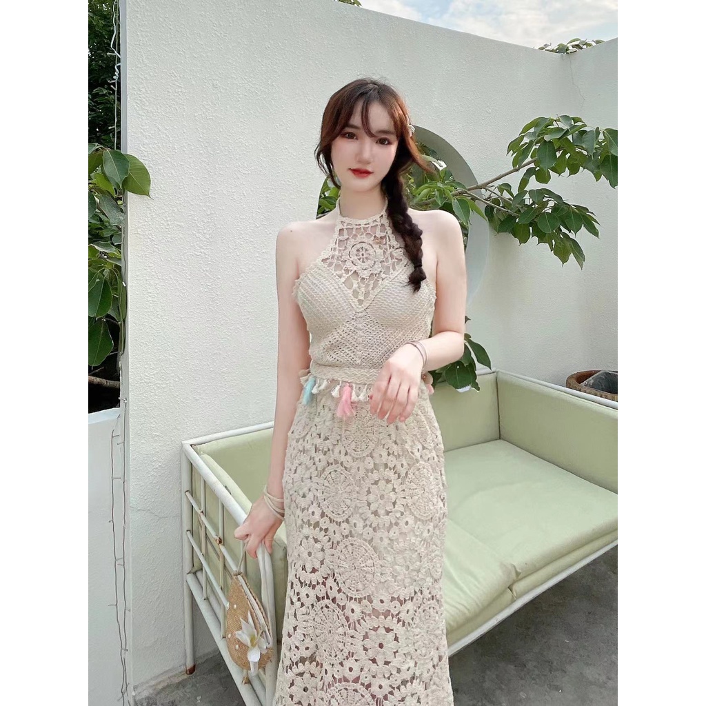 cicishop-ct55-cc456-set-เสื้อบราถักผูกหลัง-กระโปรงยาว-ตาข่าย-งานสวยงานแซ่บใส่ไปทะเลสุดปัง