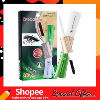 สินค้า (2 หัว) มาสคาร่าเขียว Bq Cover Double Extension Mascara ODBO ฉลากไทย มาสคาร่า ขนตายาว ขนตางอน กันน้ำ