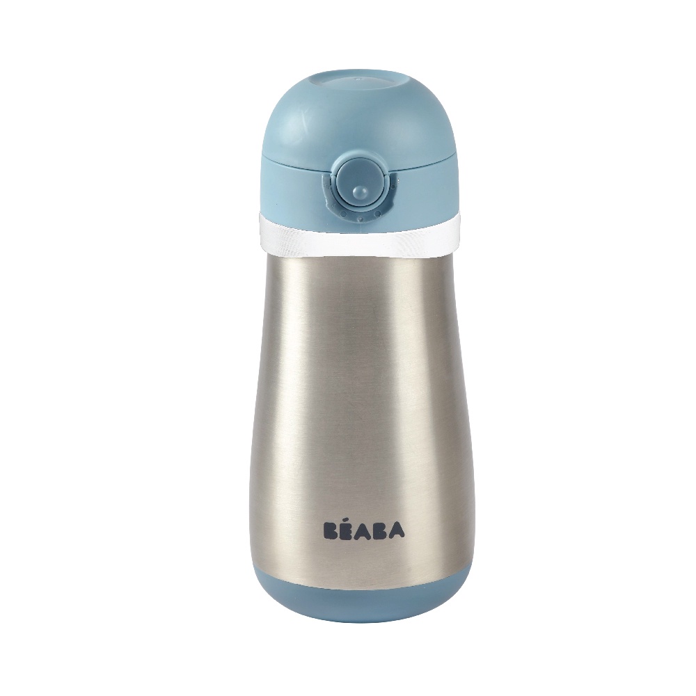 beaba-กระติกน้ำสแตนเลสแบบยกดื่ม-stainless-steel-spout-bottle-350-ml-windy-blue