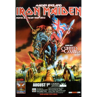 โปสเตอร์ ปก วง ดนตรี เฮฟวีเมทัล IRON MAIDEN North American Tour 2012 POSTER 24”x35” Inch English Heavy Metal