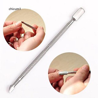 CHC_Stainless Steel Cuticle Nail Pusher Remover Double Ended Pedicure Manicure Tool
