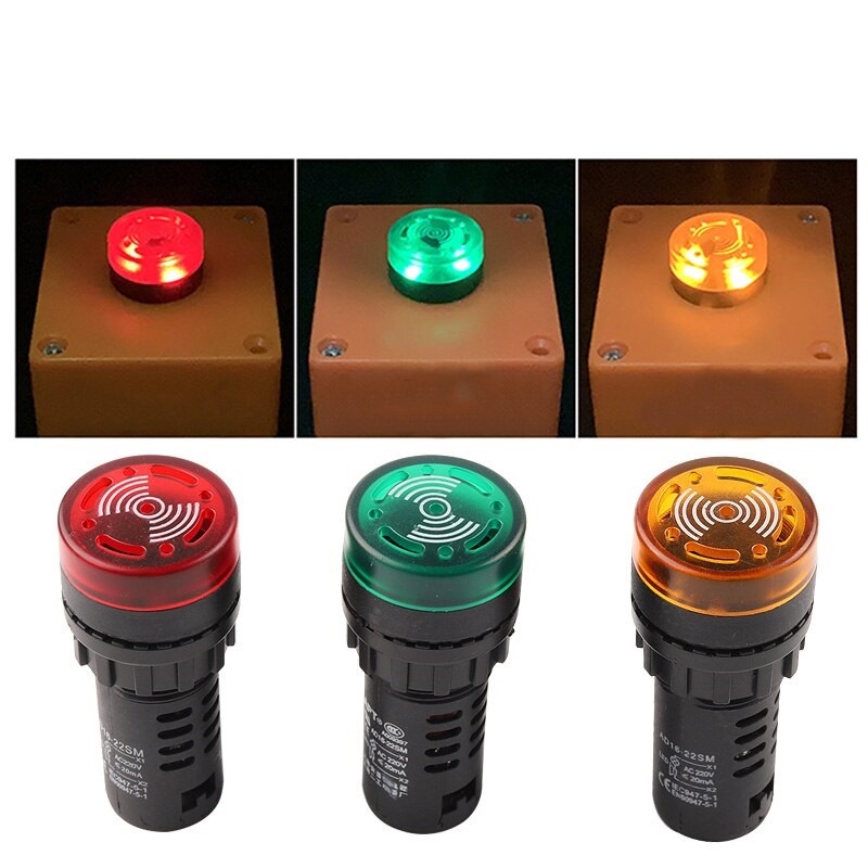 flash-lamp-buzzer-alarm-ad16-22sm-ออดไฟกระพริบ-ไพล๊อตแลมป์-หลอดไฟเตือน-แสดงสถานะตู้ควบคุม-flash-led-buzzer-22mm-220vac