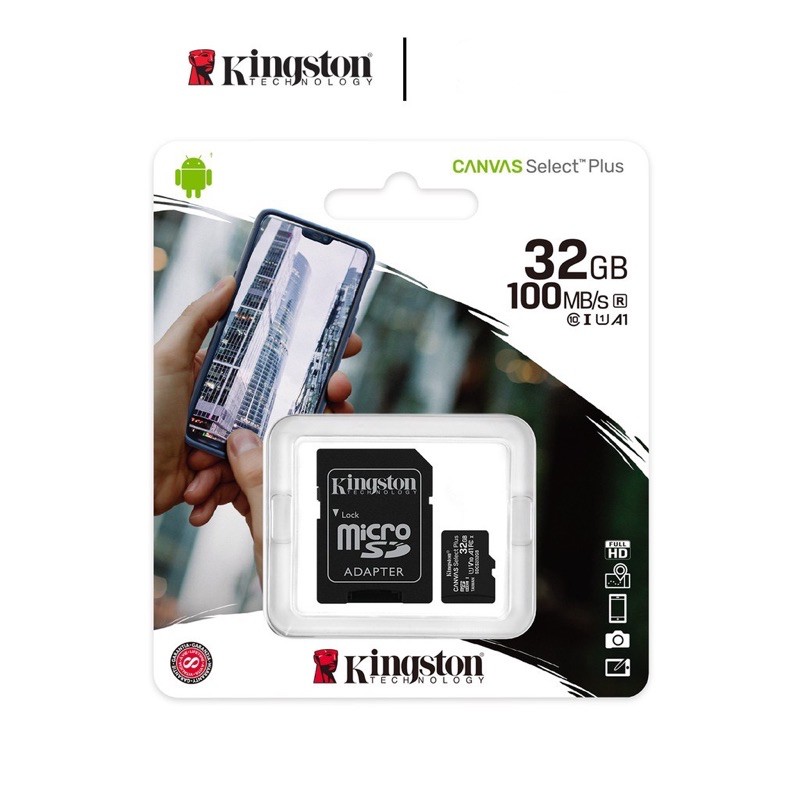 ภาพหน้าปกสินค้าMemory Card Micro SD 32GB ( kingston ) ของแท้รับประกันศูนย์ ใช้ได้กับeken h9r/กล้องติดรถยนต์/ipcam/มือถือ