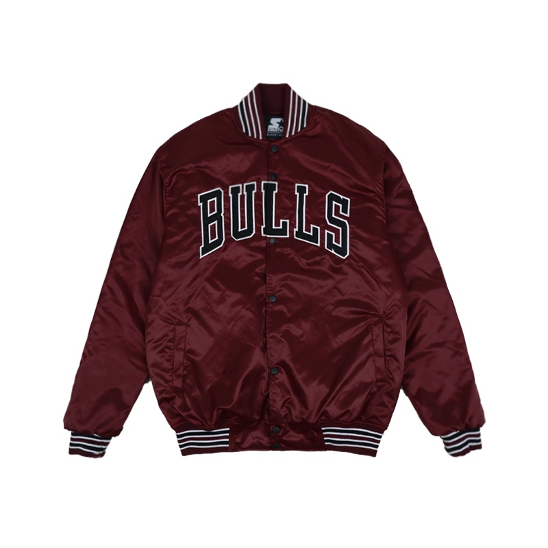 เสื้อแจ็กเก็ต-vintage-nba-bulls-โลโก้หัวหลัง-สีแดงเข้ม-ป้ายแท็กเย็บปักถักร้อย-ป้ายสตาร์ท