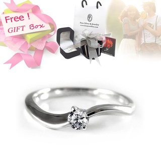 Finejewelthai-แหวนเพชร-แหวนเงิน-เพชรแท้-เงินแท้925-Diamond-Silver-Ring-Diamond_Gift_set51