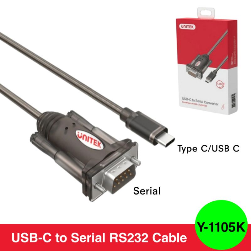 Type C / USB C to Serial RS232 Cable Unitek Y-1105K | Shopee Thailand