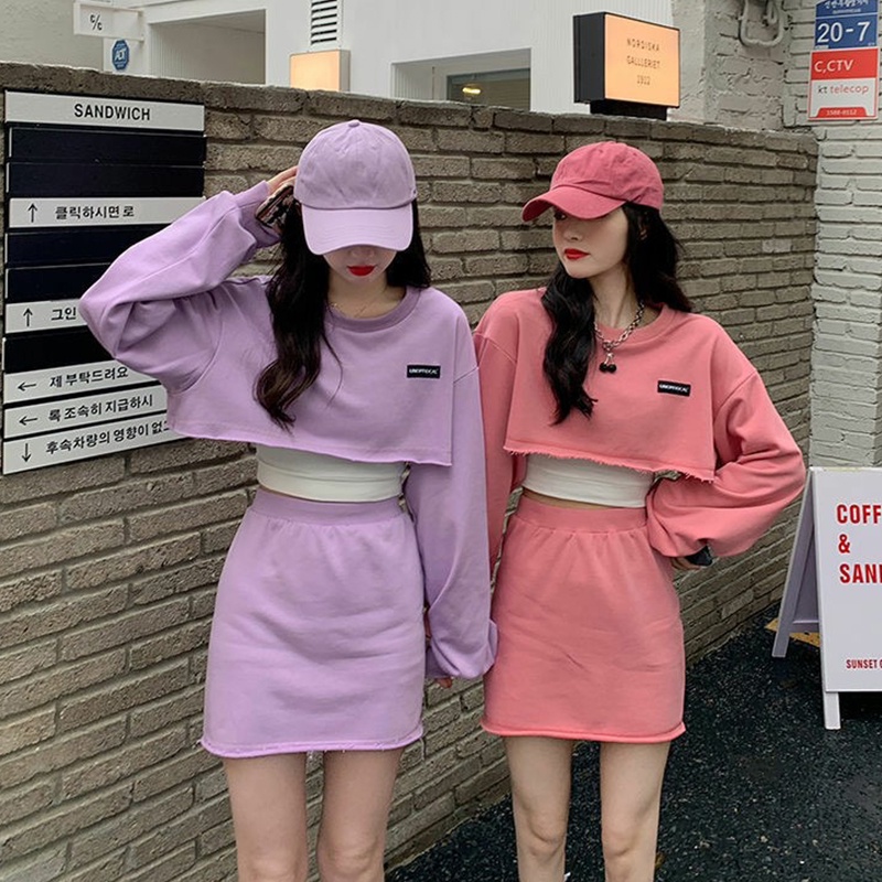 ขายส่ง-สูท-เสื้อกันหนาวนักเรียนหญิง-เวอร์ชั่นเกาหลี-แบบสั้น-เอวสูง-บาง-เข้ารูป-กระโปรง-a-line-ทุกตัว