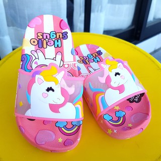 รองเท้าแตะเด็กผู้หญิง ลาย unicorn ตัวใหญ่ เบอร์ 24 - 35 พื้นลาย มาใหม่!!!!!  พื้นนิ่ม สวยใส่สบาย