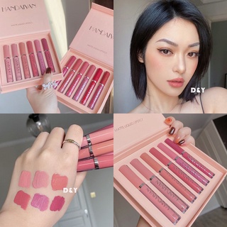 Handaiyan เครื่องสําอางลิปสติกเนื้อMatte ติดนานกันน้ําให้ความชุ่มชื้น 6สี