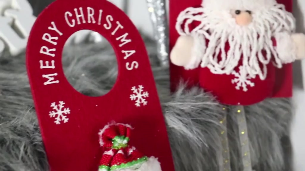 ตุ๊กตาซานตาคลอส-สโนว์แมน-น่ารัก-แขวนประดับตกแต่ง-สุขสันต์วันคริสต์มาส-ปาร์ตี้-ลูกบิดประตู-ไม่ทอ-จี้ตกแต่ง