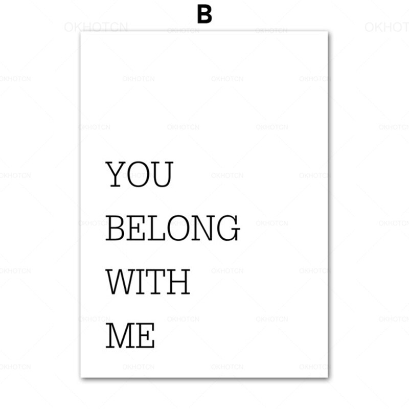 ภาพวาดผ้าใบพิมพ์ลายตัวอักษร-i-belong-with-you-belong-with-me-สําหรับตกแต่งบ้าน