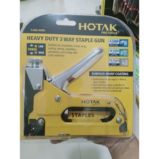 เครื่องยิงบอร์ด ปืนยิงบอร์ด รุ่นงานหนัก สีเหลือง+ลูกแม็ก 4-8mm 1 กล่อง HOTAK Heavy Duty 3 Way Staple Gun