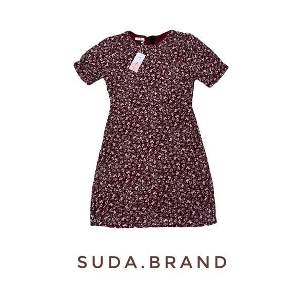 suda-brand-เดรสลายดอกไม้สีแดง