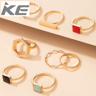 Jewelry Geometric Colorful Drip Rings Set of 8 for girls for women low price