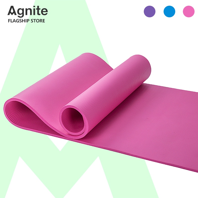 agnite-เสื่อโยคะ-เบาะโยคะ-แผ่นรองโยคะ-หนา-10มม-ขนาด-183x61cm-185-80cm-ฟรีสายหิ้วพกพา-กีฬา-ฟิตเนส-yoga-mat