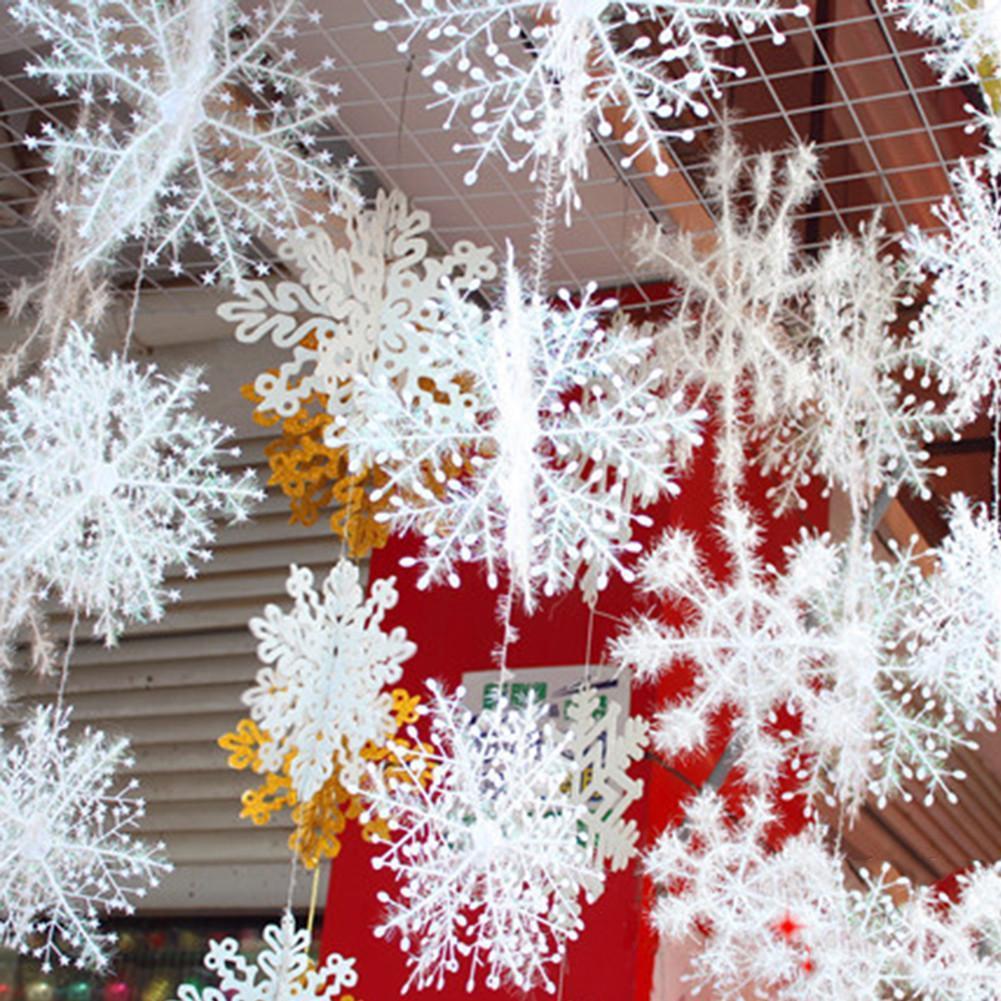 พร็ฮพเกล็ดหิมะ 3D สีขาว 11 ซม. 30 ชิ้น สำหรับตกแต่งต้นคริสต์มาส