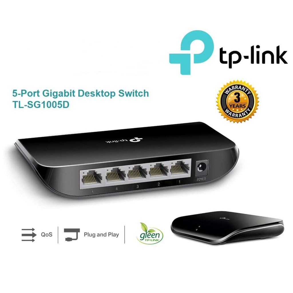 ภาพสินค้าSWITCH (สวิตซ์) TP-LINK 5 PORTS (TL-SG1005D) GIGABIT PORT 10/100/1000Mbps จากร้าน hardware_corner บน Shopee ภาพที่ 1