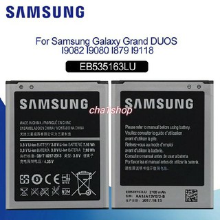 SAMSUNG Original EB535163LU แบตเตอรี่2100MAh สำหรับ Samsung Galaxy Grand DUOS GT-I9082 G9082 I9080 I879 I9118 I9060 I908