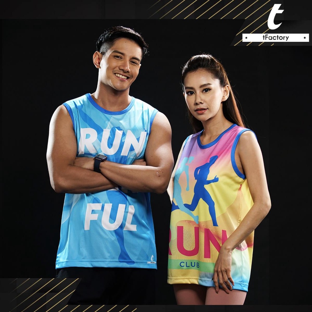 ภาพสินค้าเสื้อวิ่ง run tFactory กีฬา เสื้อทีมฟุตบอลพิมพ์ลาย เนื้อผ้าลื่น คุณภาพดี ใส่สบาย 01-014 by inkspa จากร้าน inkspa_official_shop บน Shopee ภาพที่ 2