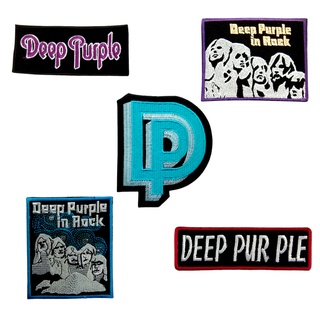 Deep Purple ตัวรีดติดเสื้อ หมวก กระเป๋า แจ๊คเก็ตยีนส์ Hipster Embroidered Iron on Patch  DIY