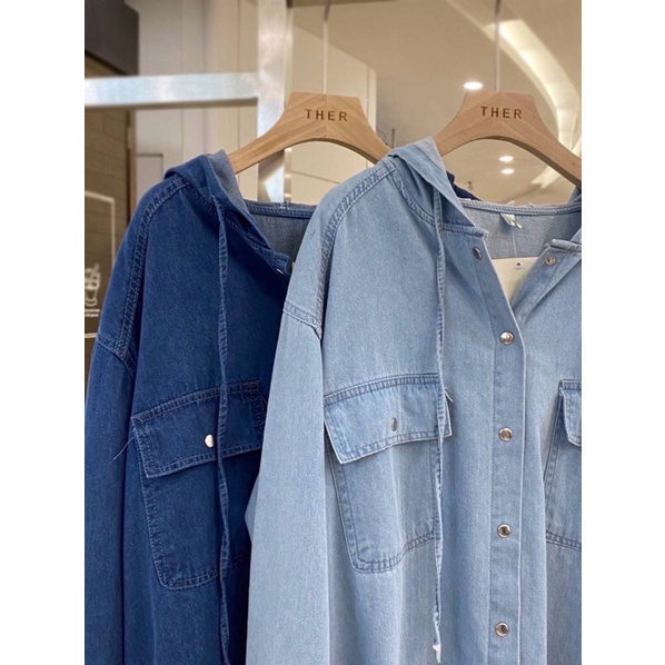 ทักก่อนสั่ง-เสื้อเชิ้ตยีนส์แต่งฮู้ด-oversize-อก-46-ther