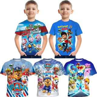 Paw PATROL เสื้อยืดคอกลม แขนสั้น พิมพ์ลายการ์ตูนน่ารัก ใส่สบาย แฟชั่นฤดูร้อน สําหรับเด็ก 3-13 ปี