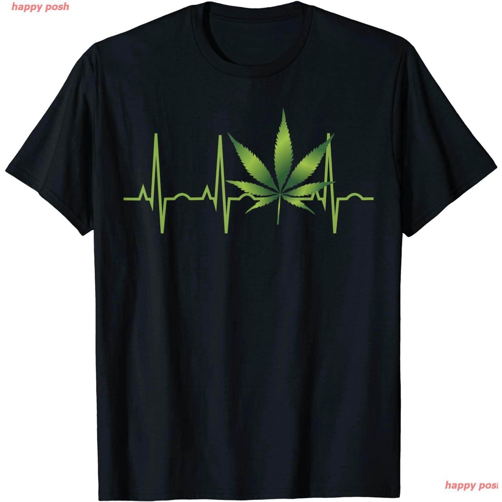 เสื้อผ้าผชกัญชา-เสื้อยืดกัญชา-เสื้อยืดชาย-เสื้อยืดผูหญิง-weed-shirts-for-marijuana-leaf-heartbeat-gift-t-shirt-เสื้อยืดพ