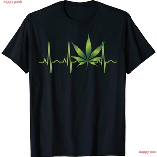 เสื้อผ้าผชกัญชา เสื้อยืดกัญชา เสื้อยืดชาย เสื้อยืดผูหญิง Weed Shirts For Marijuana Leaf Heartbeat Gift T-Shirt เสื้อยืดพ
