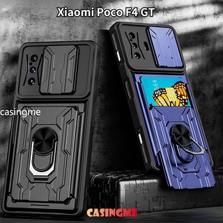 เคสโทรศัพท์มือถือ กันกระแทก พร้อมช่องใส่บัตร และแหวนขาตั้ง สําหรับ Xiaomi Poco F4 GT PocoF4GT Pocophone F4GT