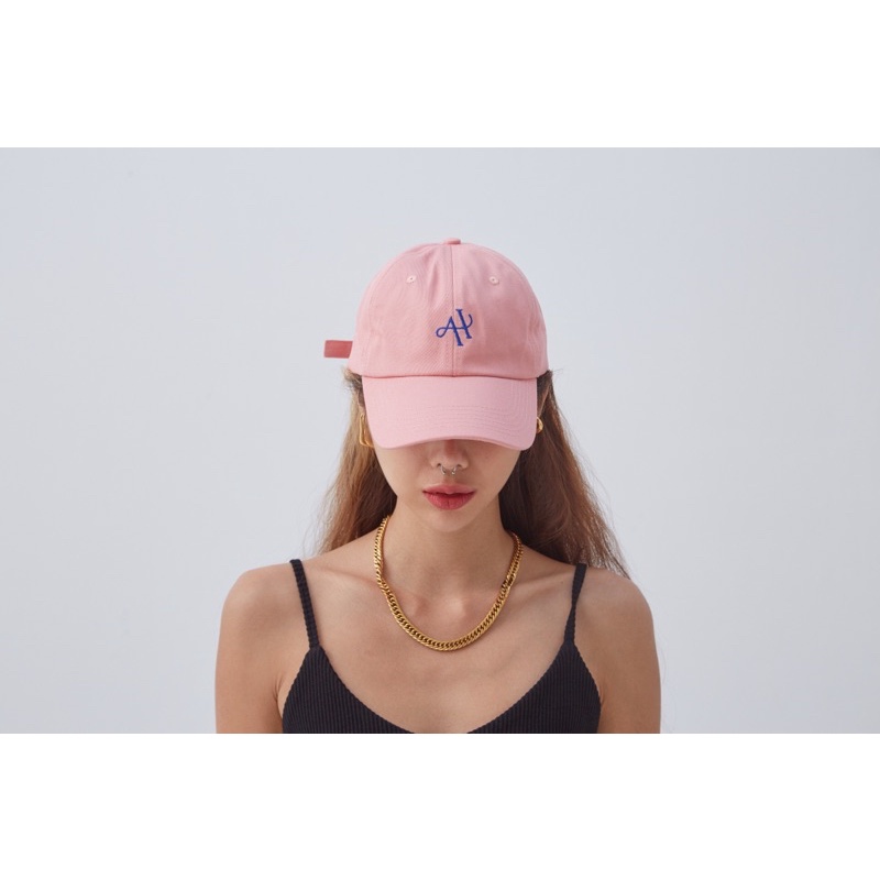 ahc000-logo-cap-pink-หมวกผ้าคอตตอนสกรีนโลโก้