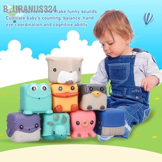 B_uranus324 Baby Stacking Blocks Soft Adorable Animal Type Educational Teething Toys for 6‑12 Months Toddlers