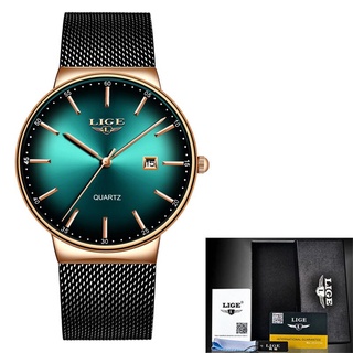 LIGE Top Brand Luxury New Watches Mens Ultra Thin Stainless Steel Waterproof Sports Watch Men Fashion