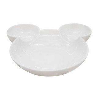 KASSA HOME ชามทรงมิคกี้ 3 ช่อง รุ่น YG18-120D ขนาด 18 x 16.7 x 3.4 ซม. สีครีม อุปกรณ์บนโต๊ะอาหาร