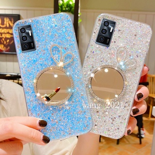 Casing เคส Vivo V23e Y76 5G Y15s Y15A Y33s Y21s Y21 2021 Diamond Makeup Mirror Phone Case Sequin Flash Protective Soft Case เคสโทรศัพท