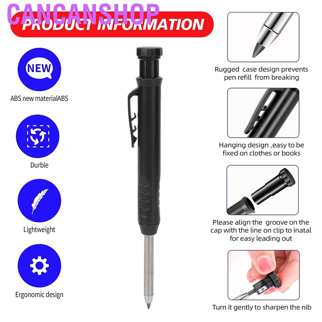 cancanshop-mechanical-carpenter-pencil-with-sharpener-woodworking-deep-hole-for-metal-plastic-marking