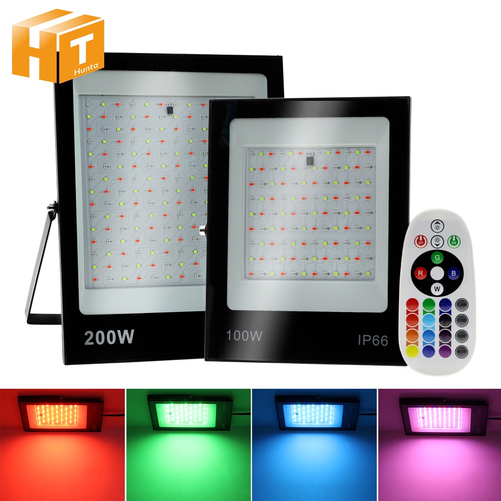 ภาพหน้าปกสินค้าRGB ไฟสปอร์ตไลท์ LED Floodlight 220V 30W 50W 100W 200W ปรับสีได้ พร้อมรีโมท IP66 กันน้ำได้ ทนแดดทนฝน แสงสีสันสด