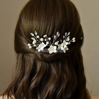 กิ๊บติดผม รูปตัว U ลายดอกไม้ สีขาว สําหรับเจ้าสาว งานแต่งงาน มี 3 ชุด